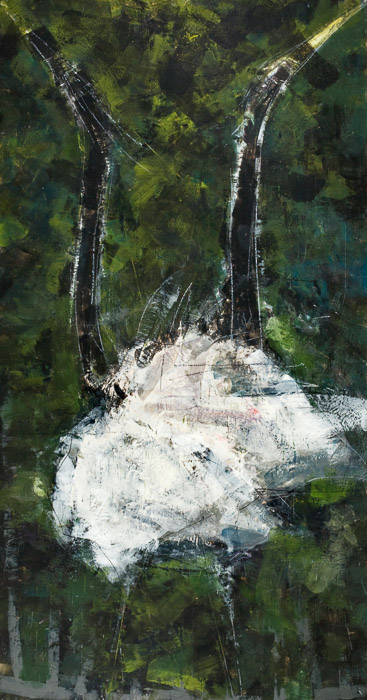 Heron Display, Encaustic on Panel, 76" x 40", 2012, Private Collection