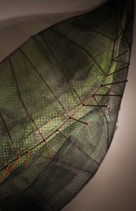 detail of An Inviting Leaf, Painted Steel and Wire Mesh, 60" x 60" x 36", 2009