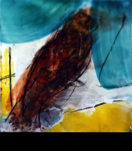 Original artwork by Barbara Downs, bird encaustic