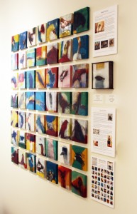 Original artwork by Barbara Downs, installation view of The Daily Bird, encaustic and mixed-media on panels