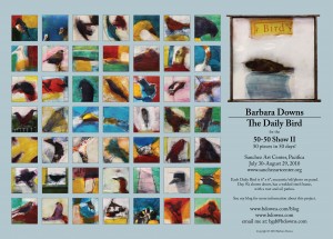 Barbara Downs announcement for The Daily Bird 50-50 exhibition
