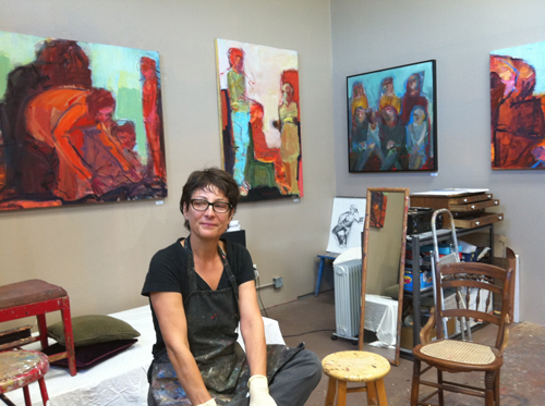 Barbara Downs in her studio at Open Studios