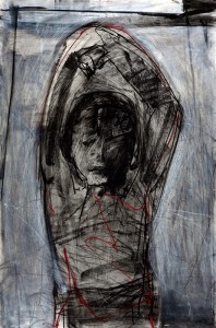 Original artwork by Barbara Downs, The Agony of Enlightenment, Mixed Media on panel