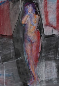 Original artwork by Barbara Downs, Untitled Drawing (Standing Woman), Chalk Pastel on Paper