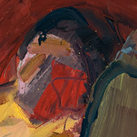 Original artwork by Barbara Downs, detail of Reclined, Oil on Canvas