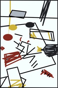 Barbara Downs' abstract drawing of studio floor mess