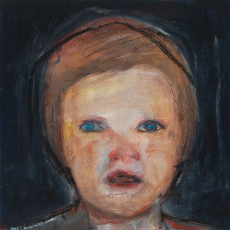 Original artwork by Barbara Downs, Child Painting (III), Oil/Mixed-Media on Panel