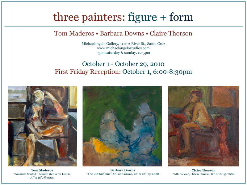 Barbara Downs announcement: Three Painters: Figure + Form exhibition