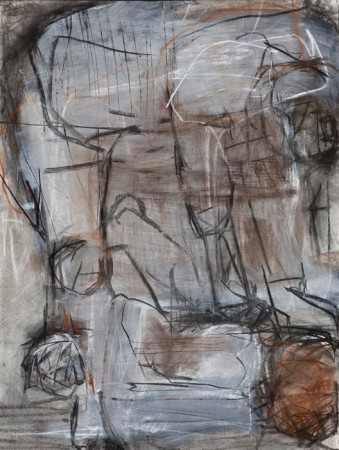 Original artwork by Barbara Downs, Untitled Drawing, based on Caravaggio's David and Goliath, Mixed Media on Paper