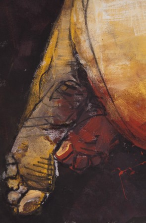 Original artwork by Barbara Downs, detail of Brought Down