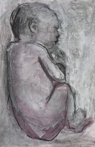 Original artwork by Barbara Downs, Curled Baby (II), 2014