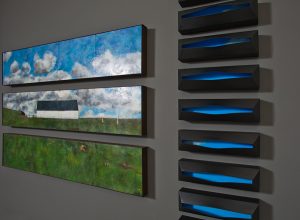 original artwork by Barbara Downs, left: Making My Own Paradise, Right: Nothing But Blue Skies