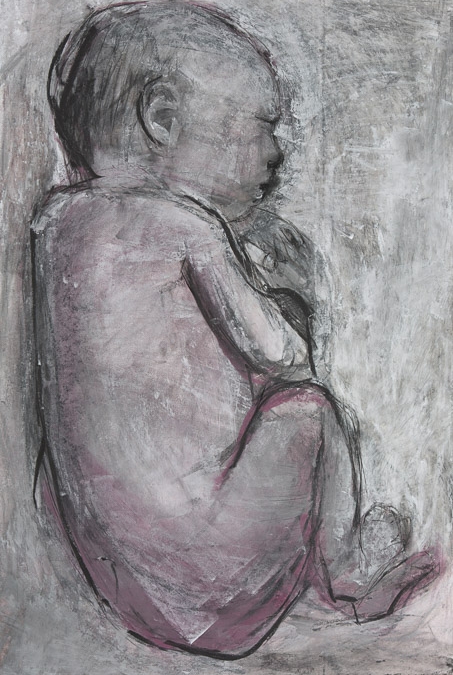 Original artwork by Barbara Downs, Curled Baby (II), 2014