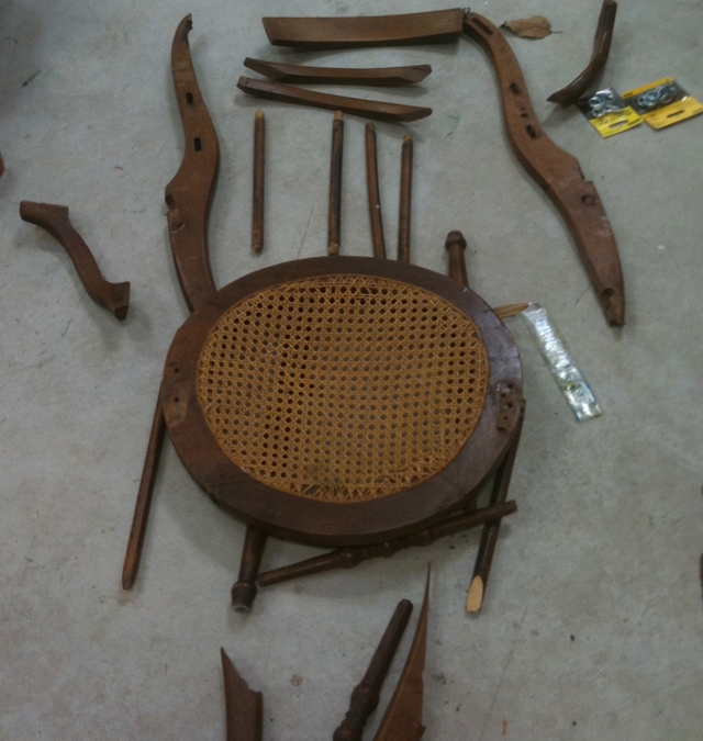 Barbara Downs disassembled chair for chair sculpture